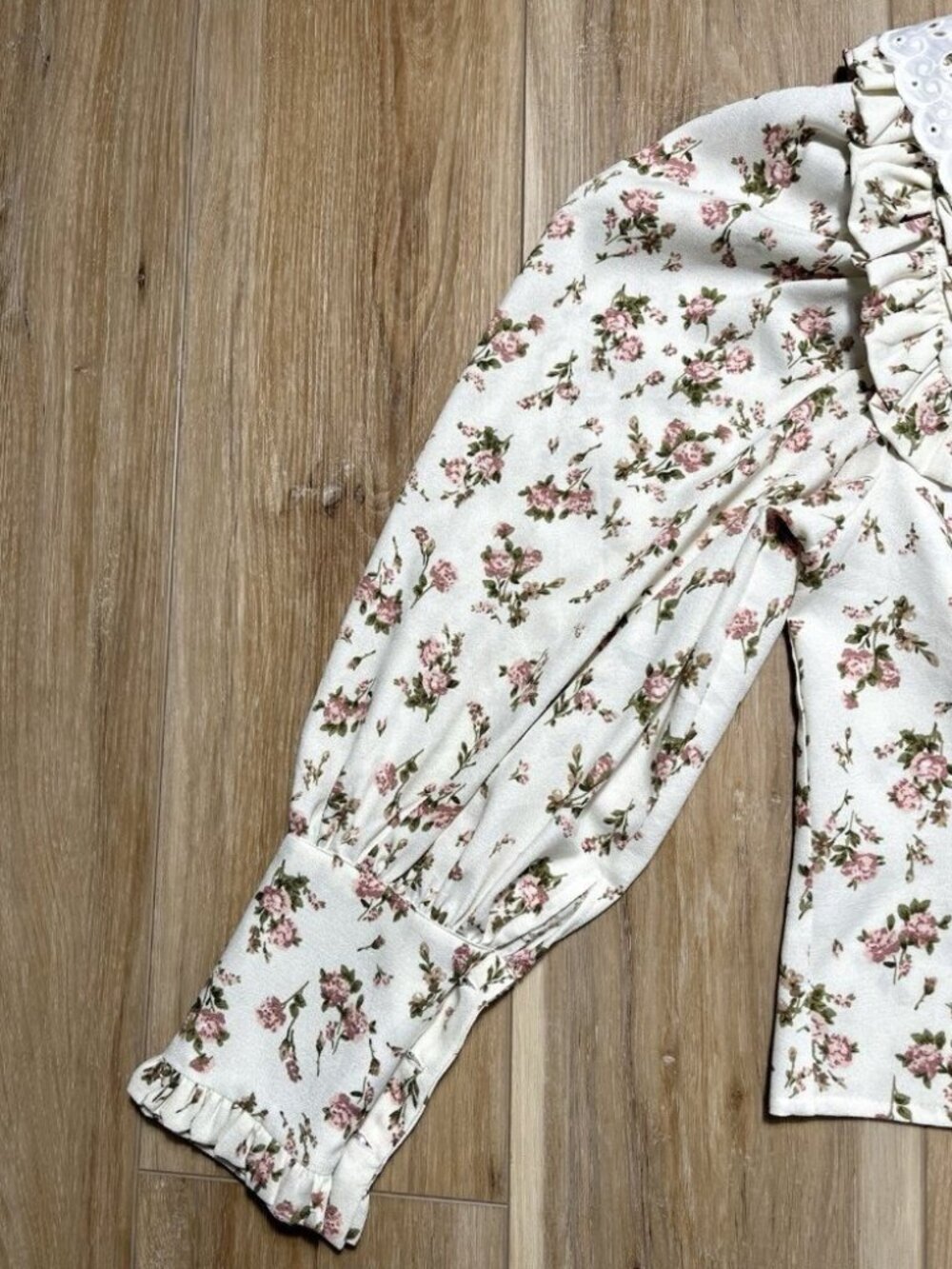 Sister Jane Button Floral Print Peter Pan Collar Blouse Top - Women Size Small - Picture 7 of 16